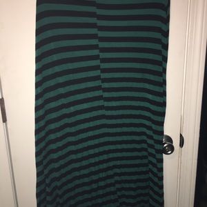AB Studio green black striped maxi skirt size m